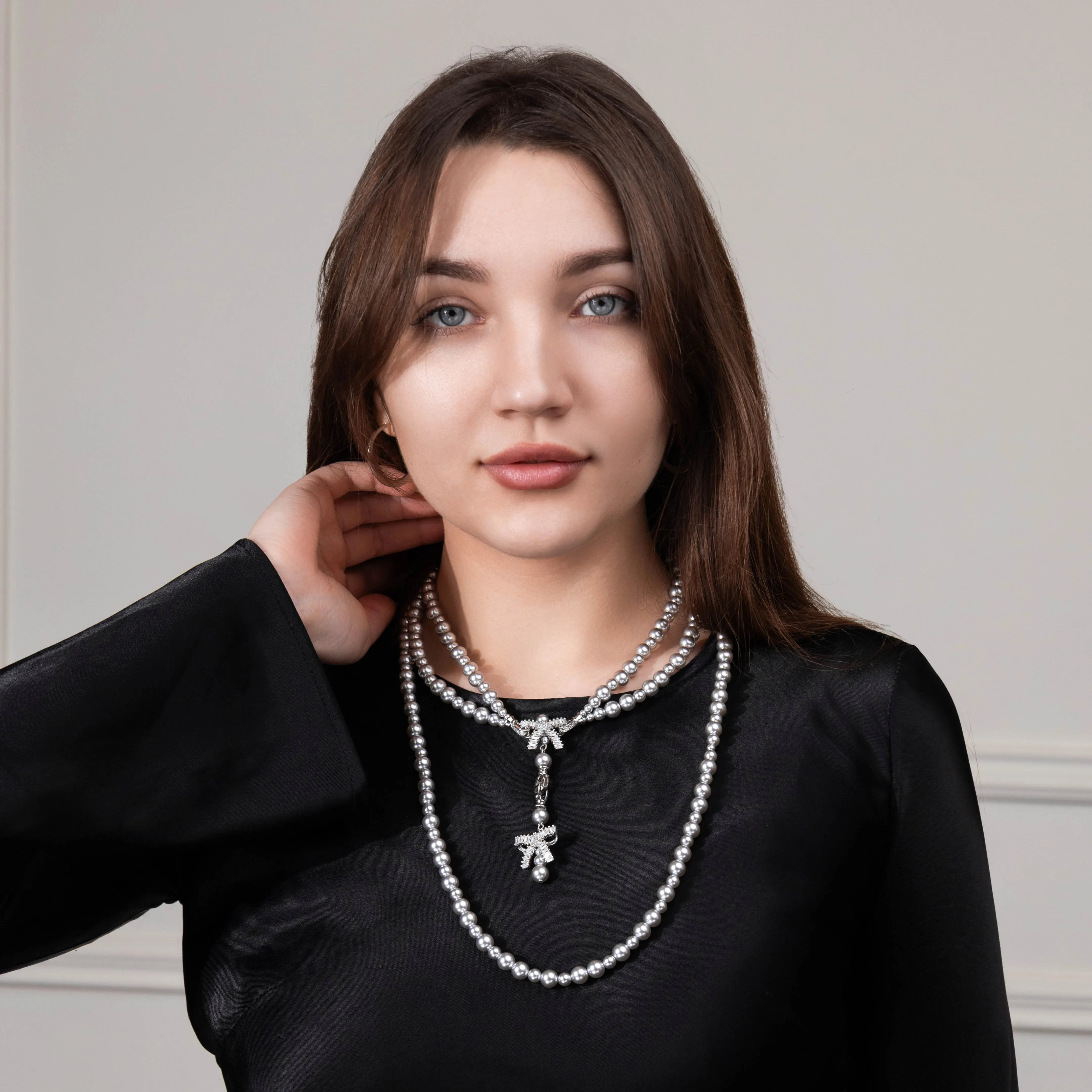 Намисто-трансформер Робін з перлин сріблясте